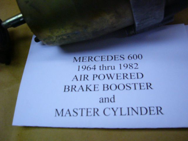 Mercedes 600 Air Powered Brake Booster and Master Cylinder